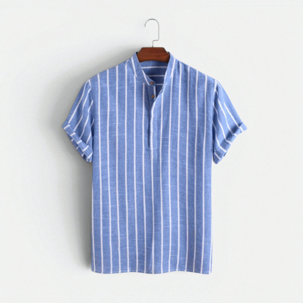 Men's linen polo shirt worn casually