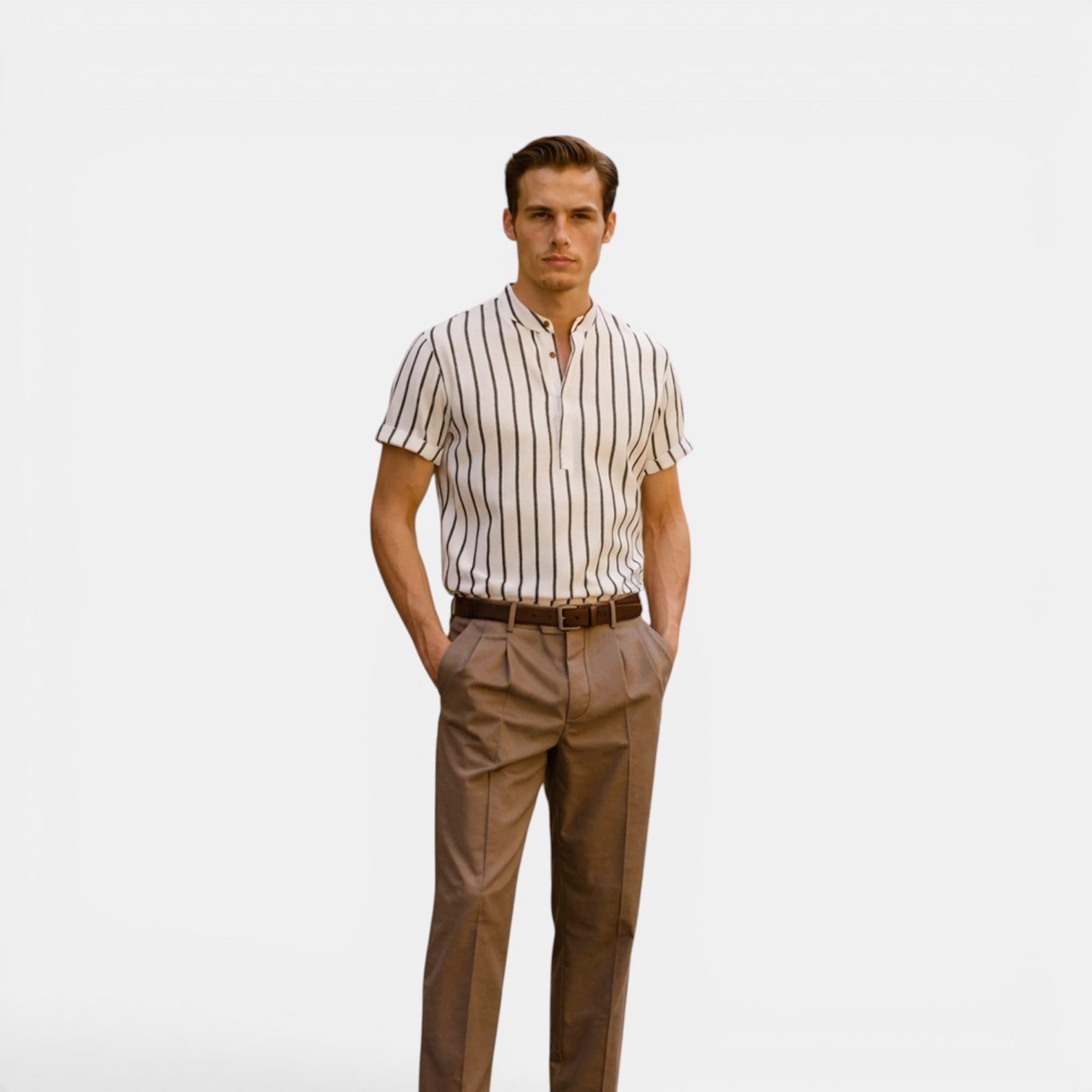 Men's linen polo shirt in white