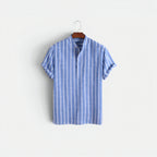 Close-up of the linen fabric on the polo shirt