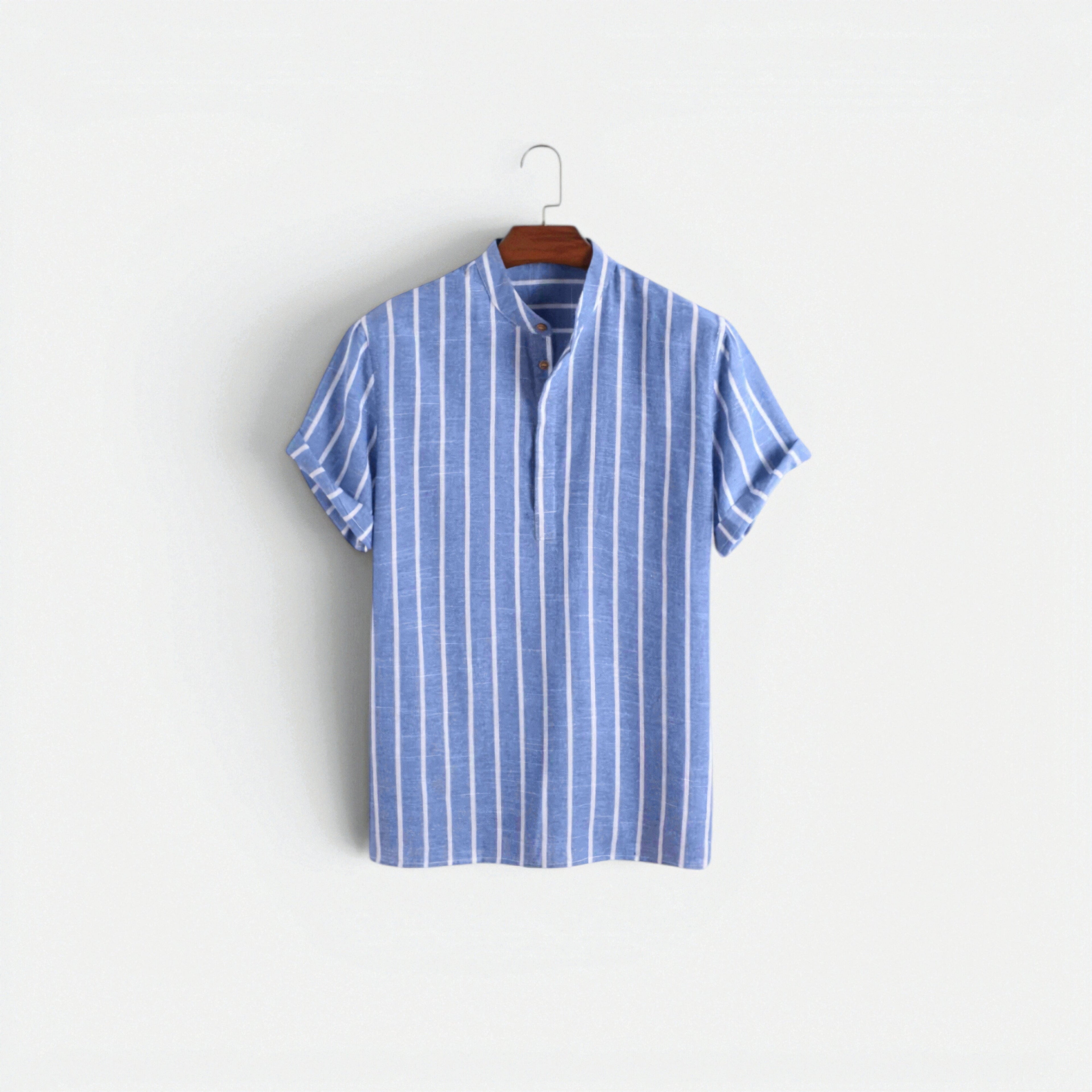 Close-up of the linen fabric on the polo shirt