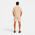 Men's linen set shirt fabric detail