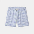 Men's light blue linen shorts worn side view