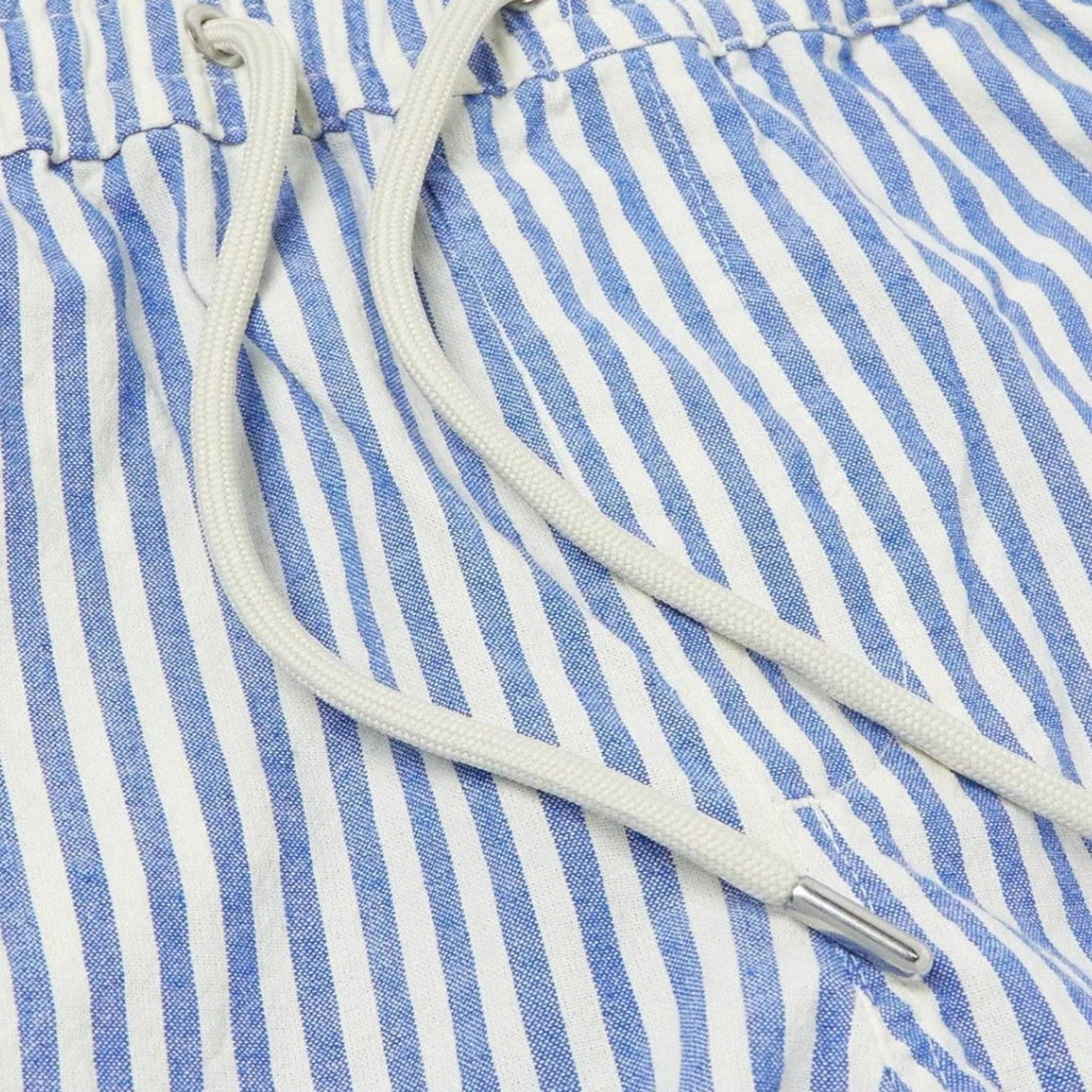 Men's light blue linen shorts back view