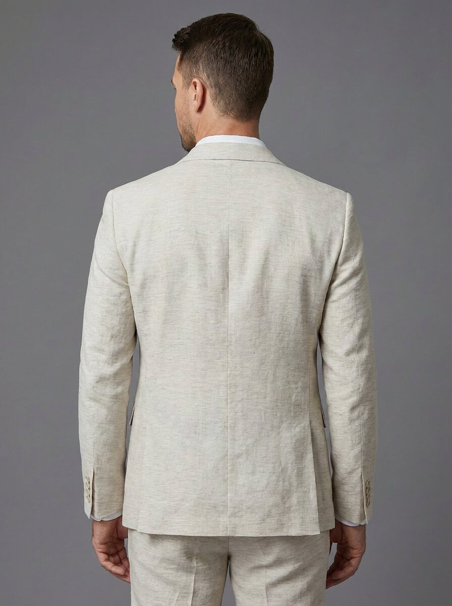 Men's linen suit set, tailored detail view