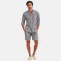Men's linen two-piece summer set in light grey