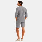 Men's linen two-piece summer set, detail view