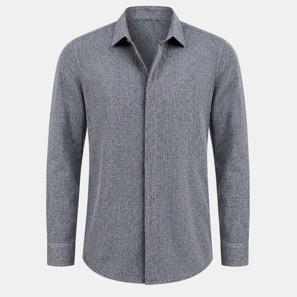 Men's linen shirt shown with a relaxed fit