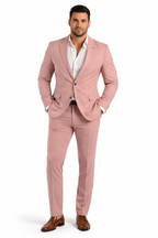 Men's mauve slim fit suit, back view