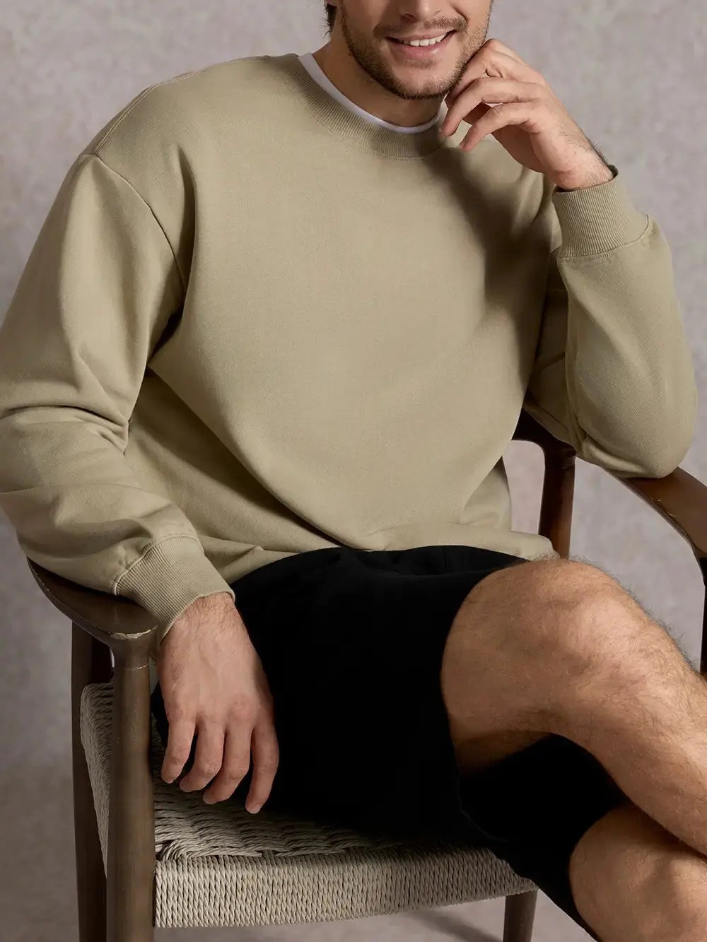 Men's hoodie, hood and drawstring detail