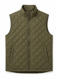 Quilted zip-up vest in Olive on a white background