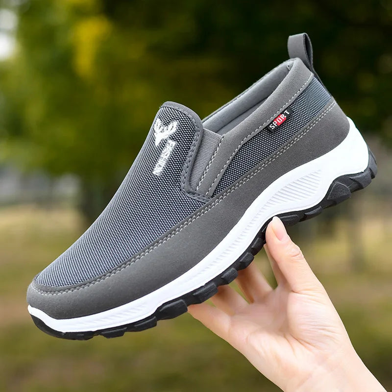 Men's knit slip-on sneaker, worn on foot