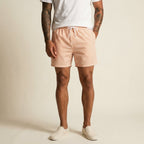 Men's striped swim trunks in orange