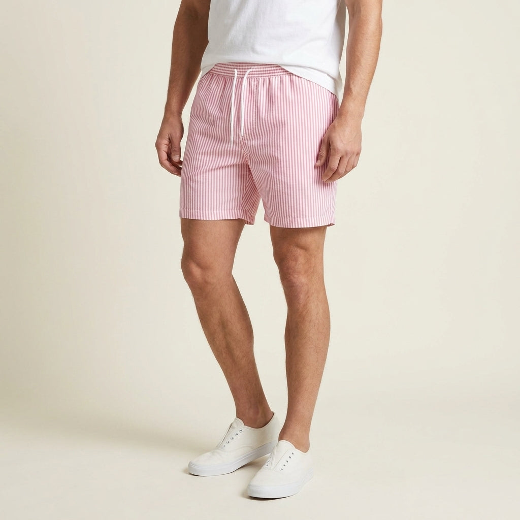 Men's striped swim trunks in pink