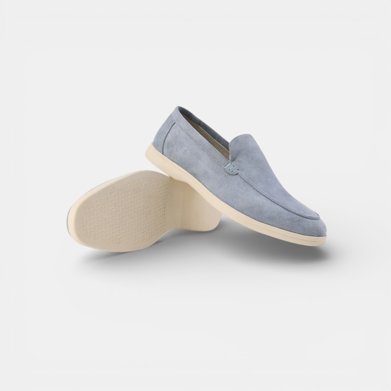 Men's suede slip-on loafers in Fog Blue