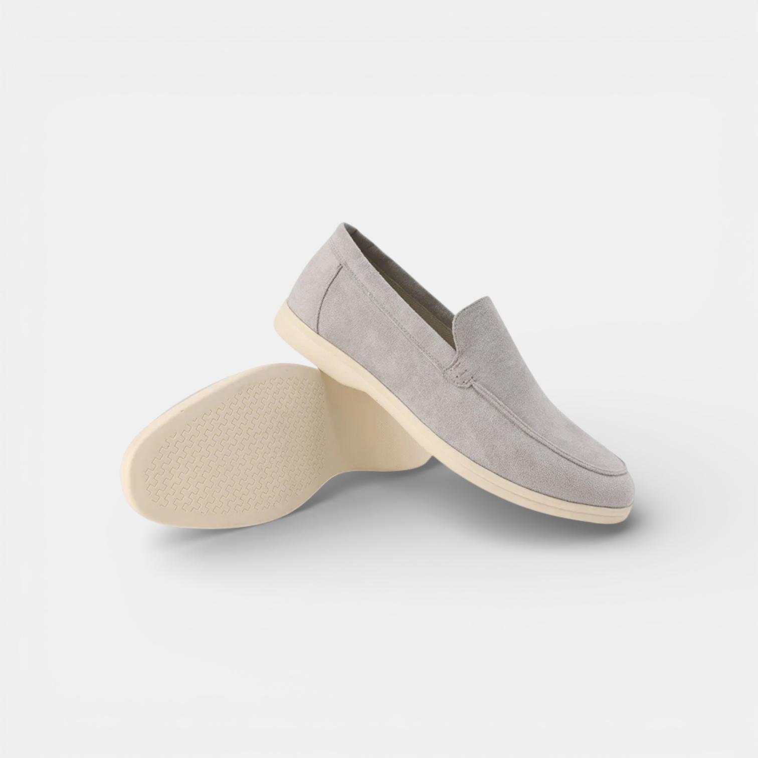 Men's suede slip-on loafers in Light Gray