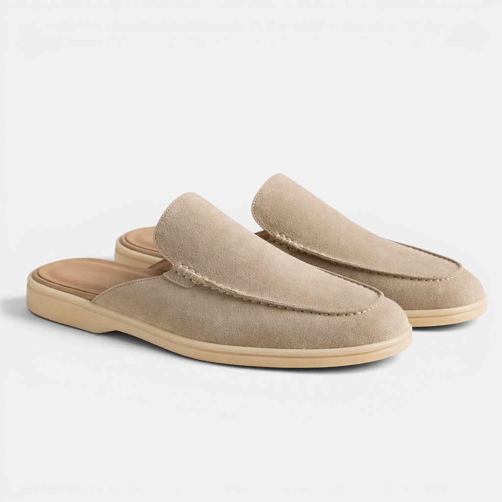 Men's suede slip-on mules in beige