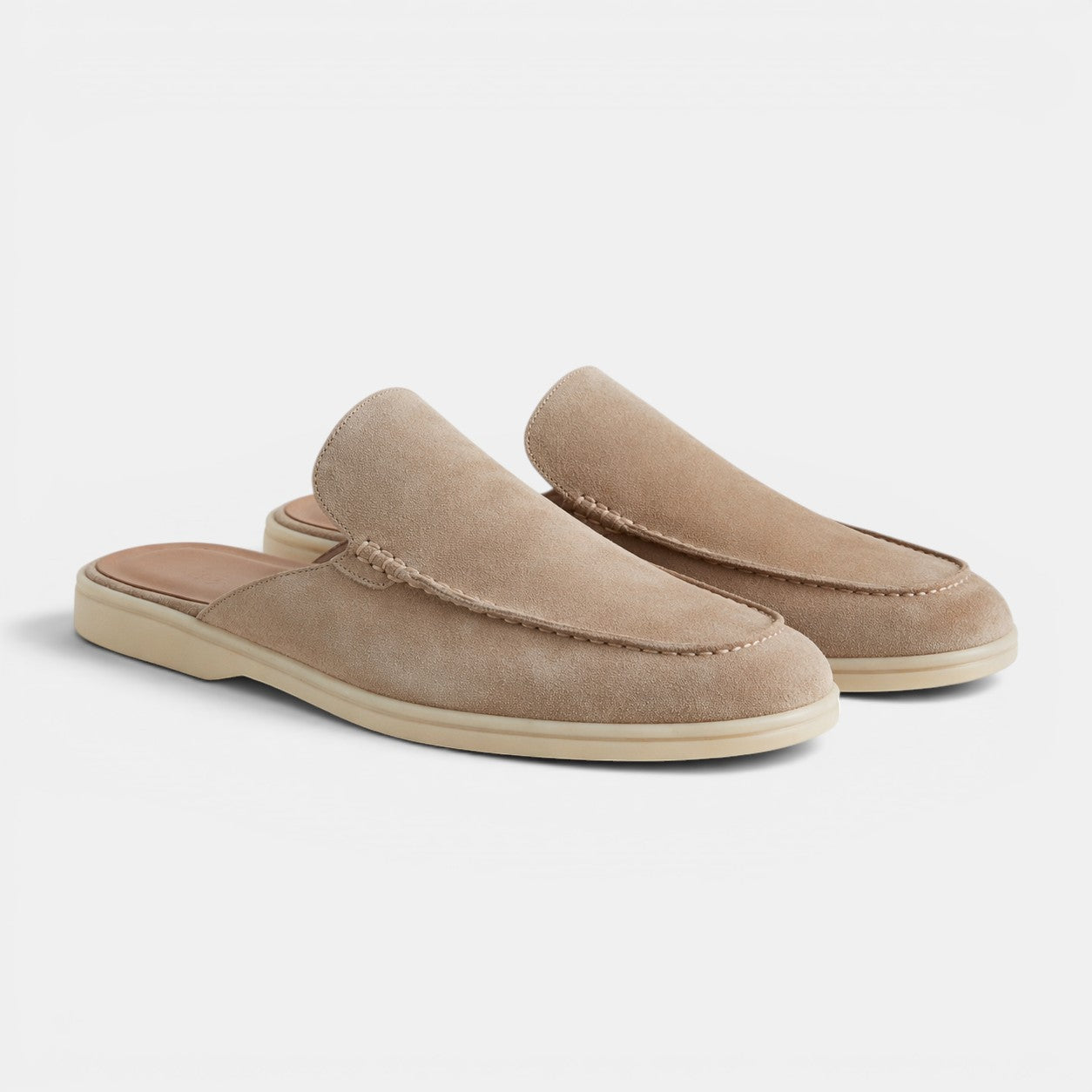 Men's suede slip-on mules in mocha