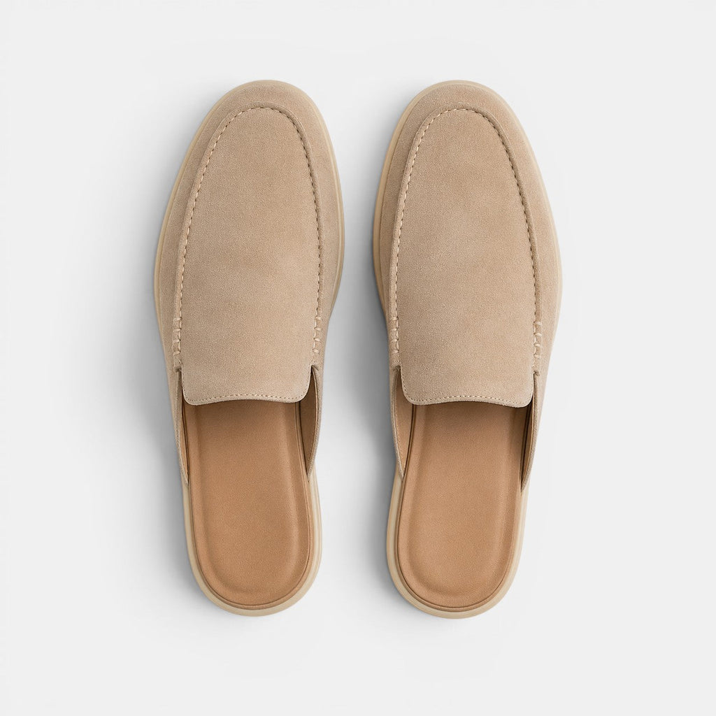 Men's suede slip-on mules side profile