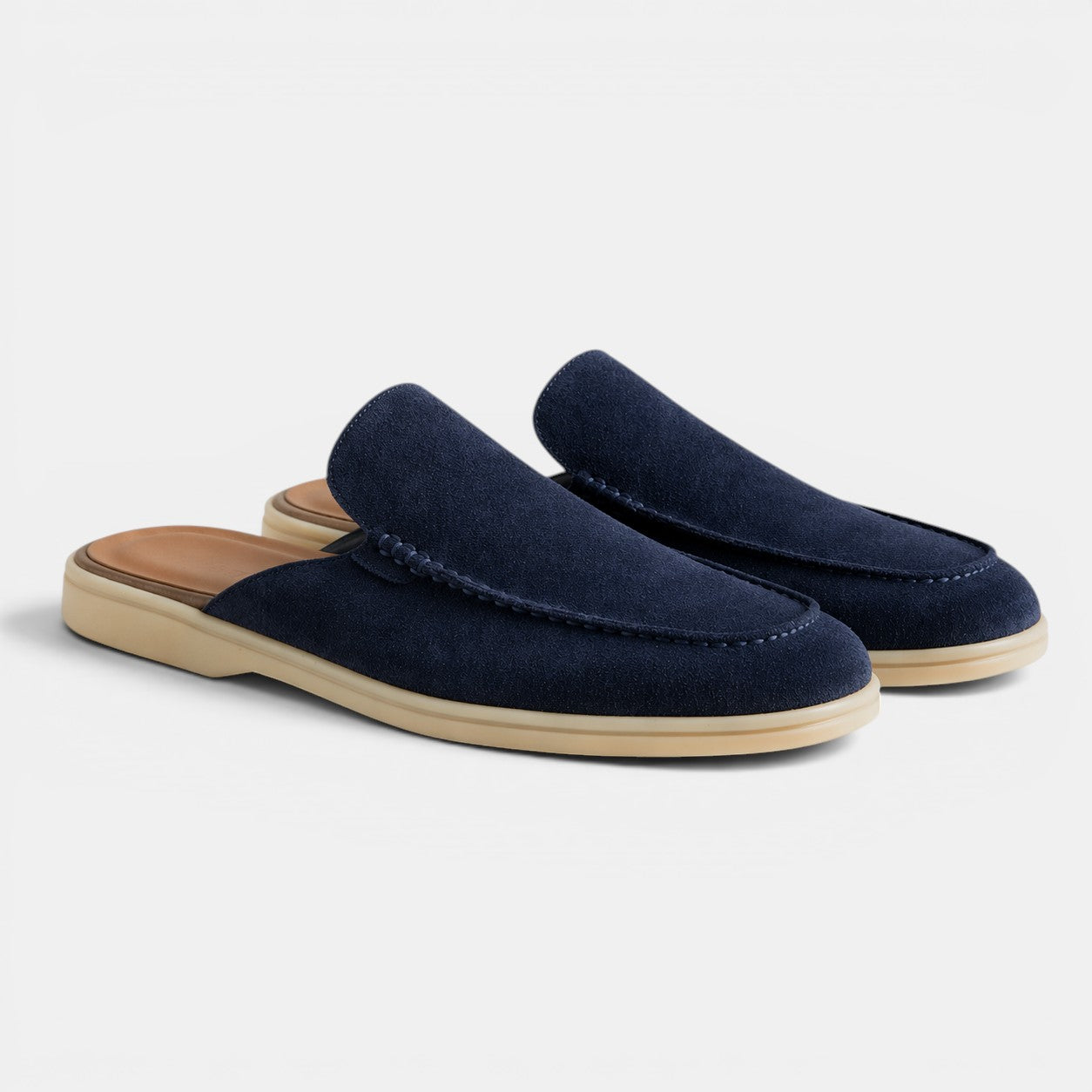 Men's suede slip-on mules in navy