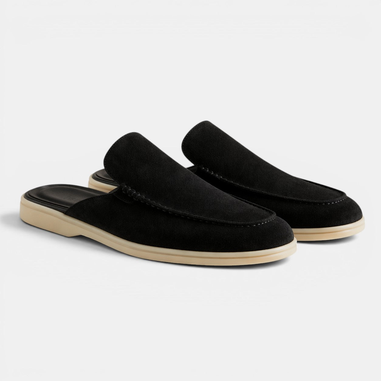 Men's suede slip-on mules in black