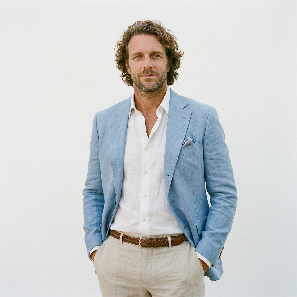Men's tailored blazer jacket in light blue