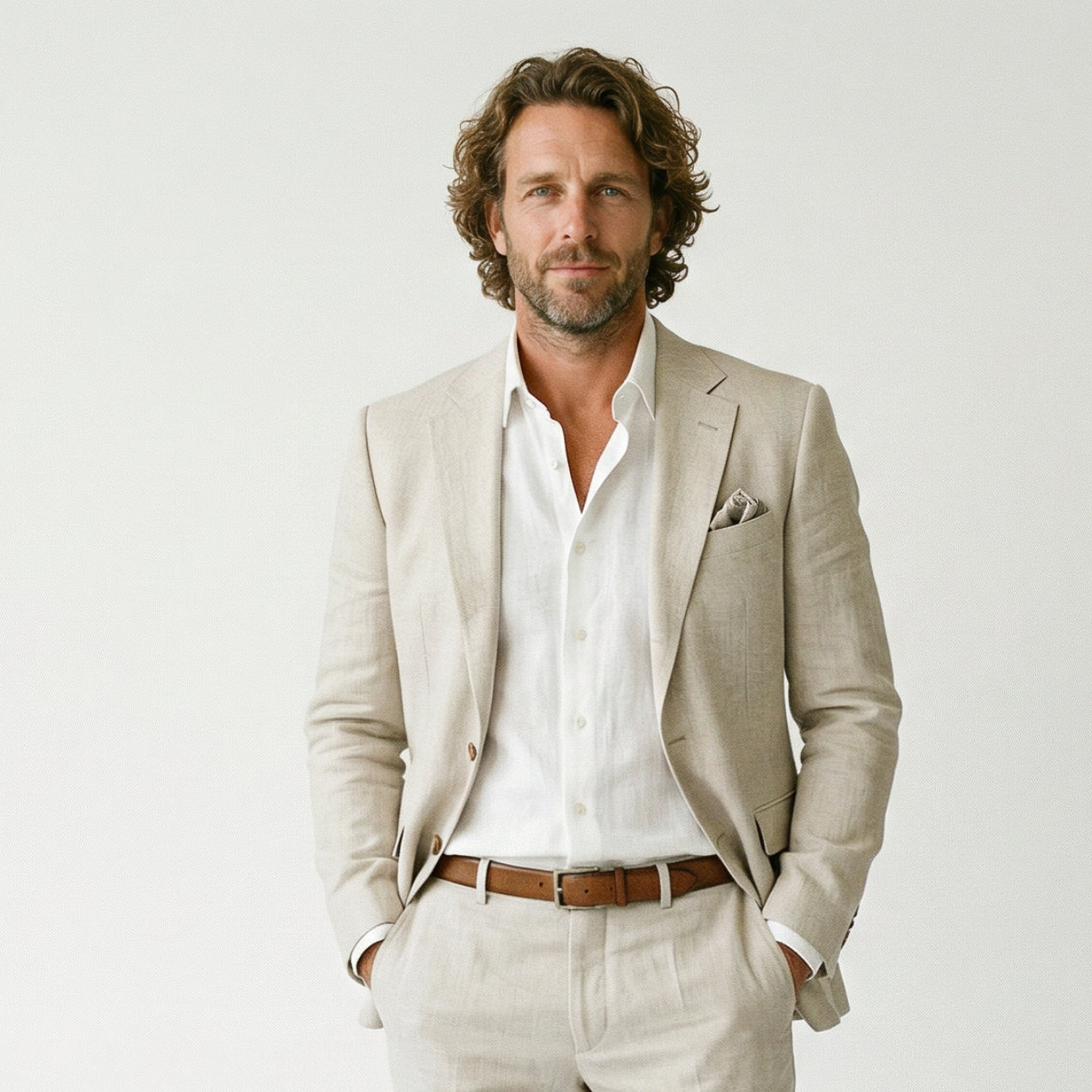 Men's tailored blazer jacket in beige