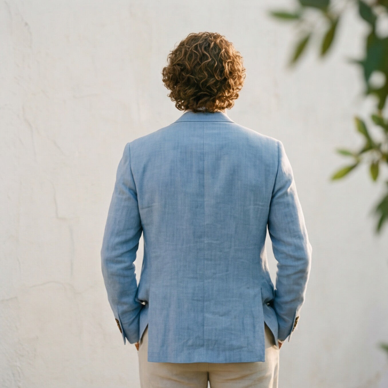 Men's tailored blazer jacket back view