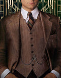 Men's brown tweed two-piece suit with notch lapel, front view