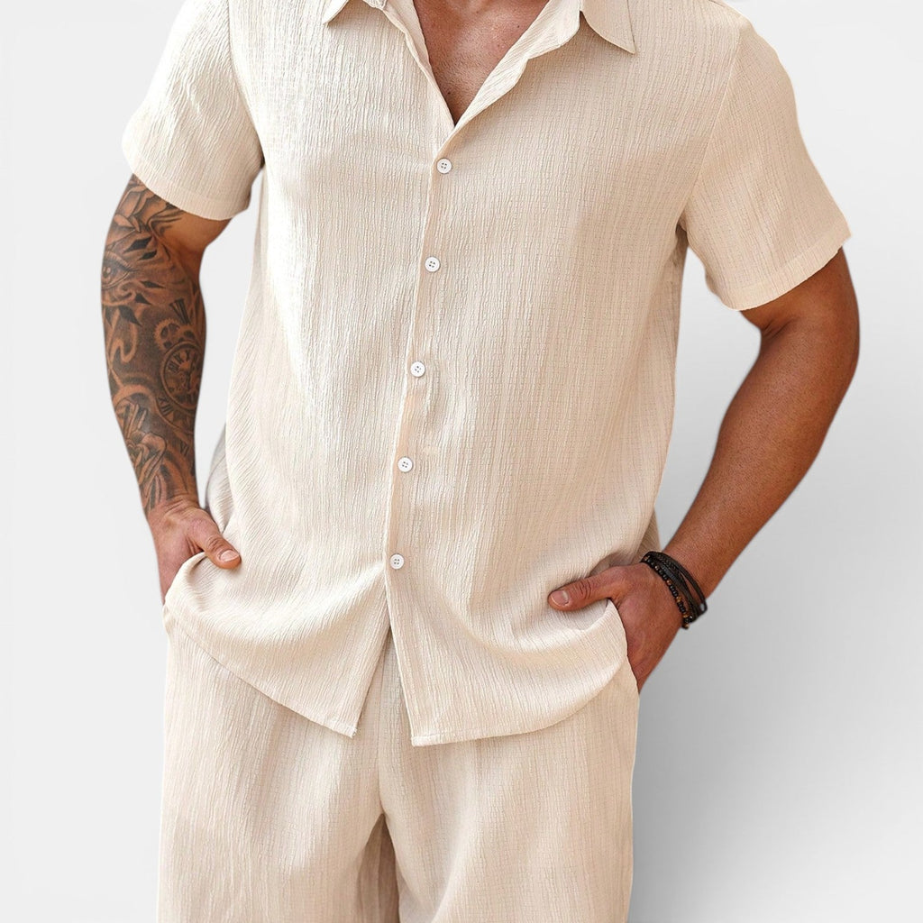 Men's two-piece summer set fabric detail