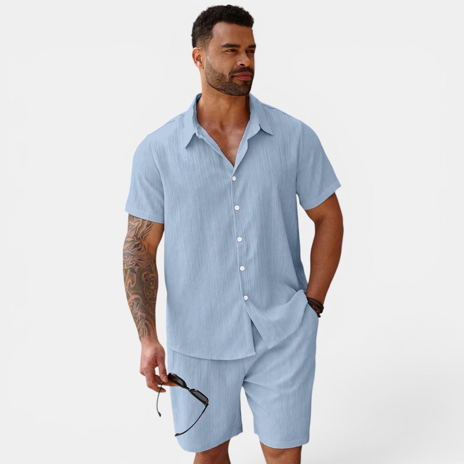 Men's two-piece summer set in light blue