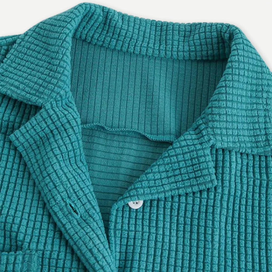 Men's waffle knit shirt, fabric texture close up
