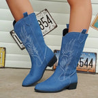 Retro pointed toe cowboy boot, pair front view