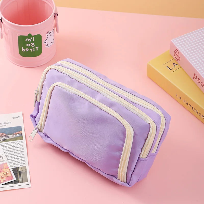 Multi-layer pencil case in purple