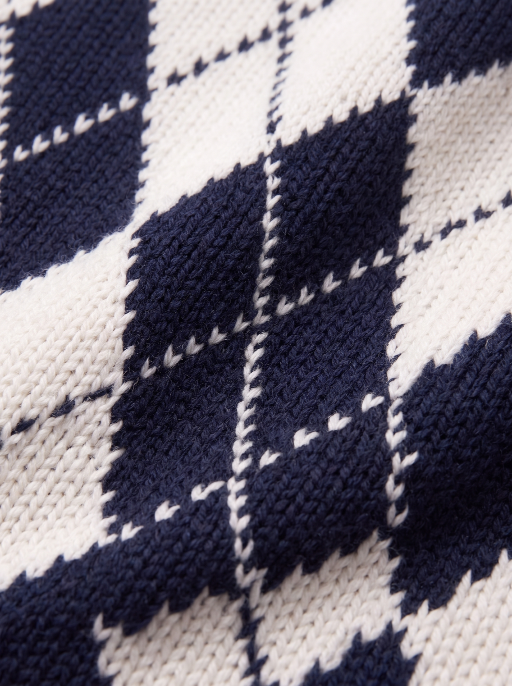Argyle diamond knit pattern, close up detail