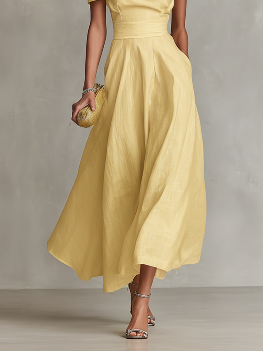 One-shoulder summer midi dress full length view