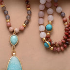 Pastel beaded necklace, alternate angle