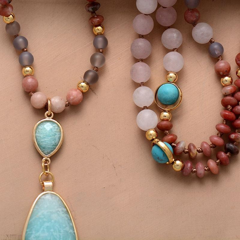 Pastel beaded necklace, alternate angle