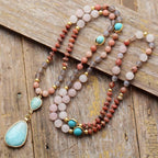 Pastel beaded necklace, bead colour detail