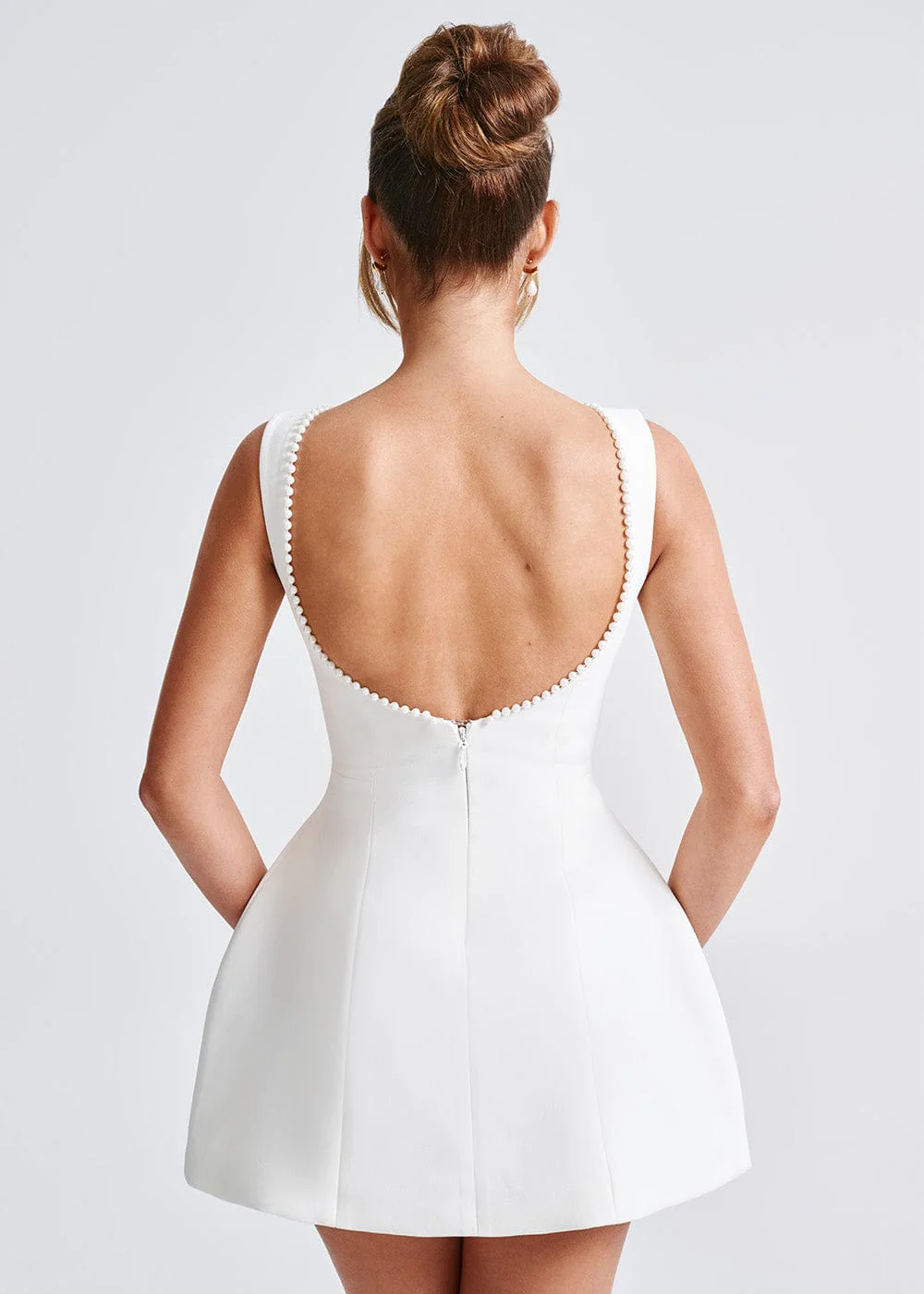 Pearl mini dress, back view