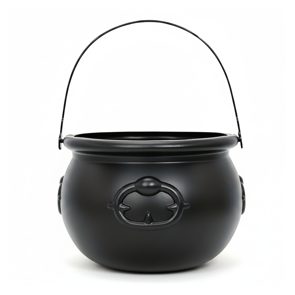 Plastic witch cauldron 19cm on a white background