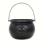 Black plastic witch cauldron party pot with a handle