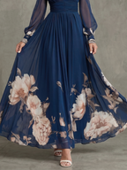 Pleated sheer sleeve maxi dress sleeve detail