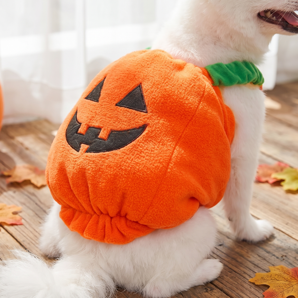 Close up of the plush pumpkin costume fabric