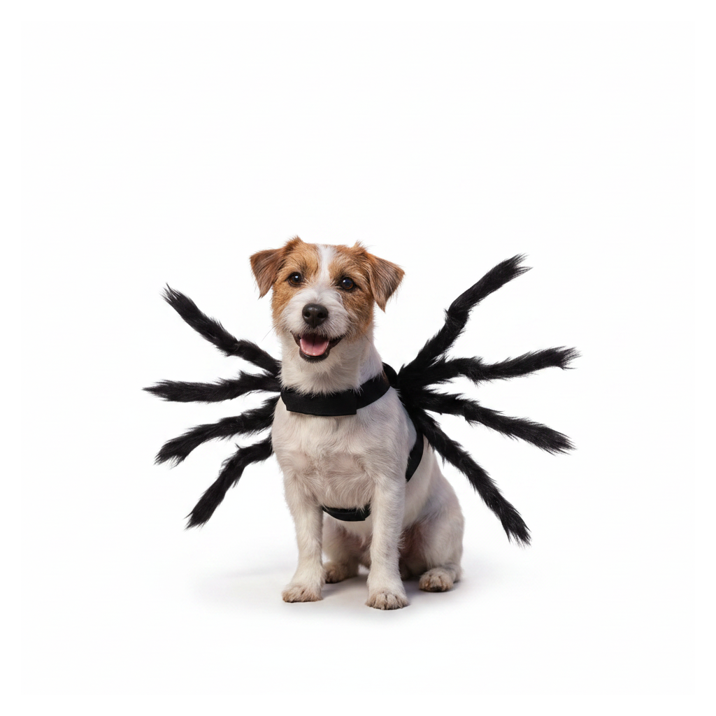 Plush spider legs pet costume on a white background