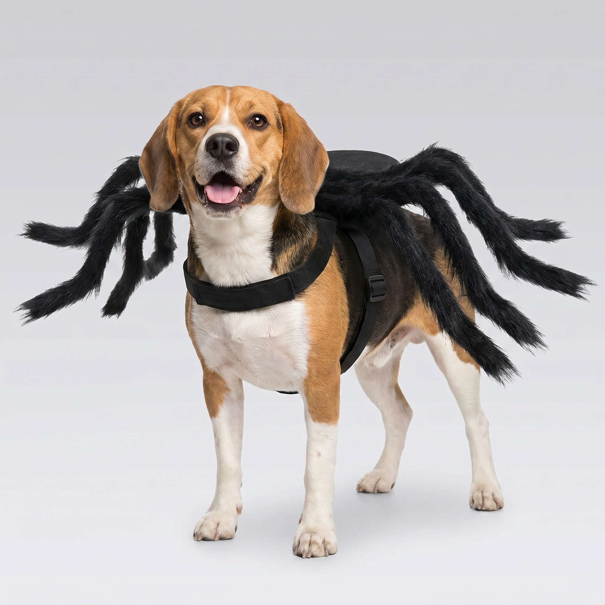Adjustable spider legs pet costume shown on a dog