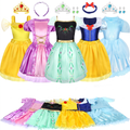 Princess dress up set for girls with five gowns, tiaras and jewelry accessories