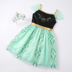 Single princess dress up gown with matching tiara in a flat lay