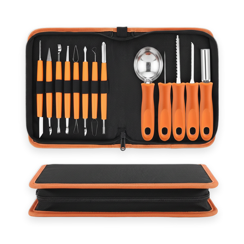 13-piece pumpkin carving kit on a white background