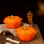 Cute pumpkin shaped ceramic bowls with lids set