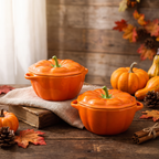 Pumpkin bowls stacked and styled with fall decor